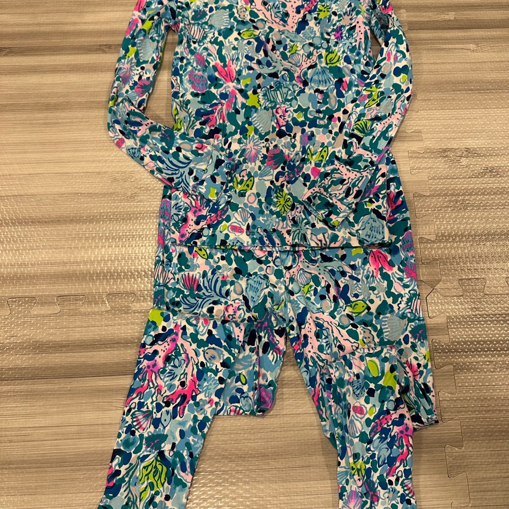 Lilly Pulitzer Multicolor Floral Top and Pants Set
